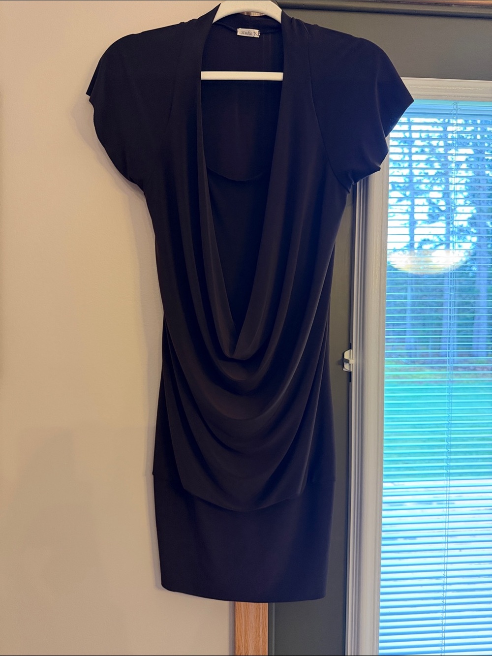 Studio Y Brown Draped Front Mini Dress